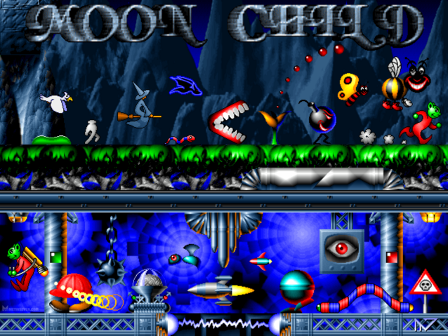 Moon Child platform game, 1993 - 1997 ─ Amiga, Windows 95 / 98