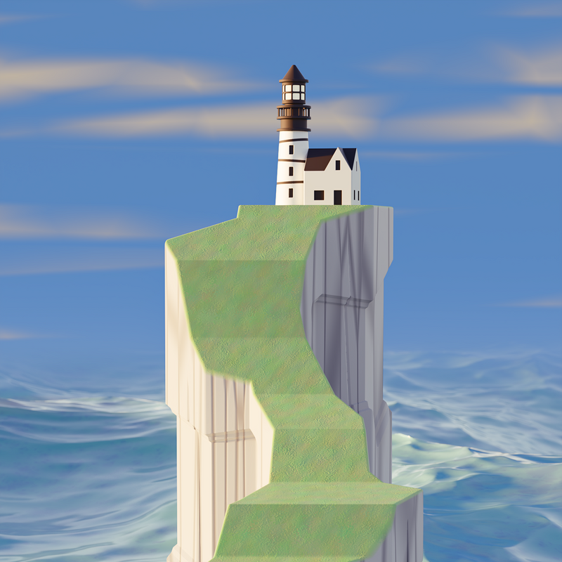 Introvert resort, stylized 3D scene, modeled in SDF Modeler, rendered using Blender Cycles (2026)